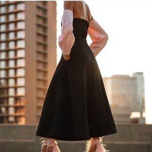 Gianni Bini Nastia Liukin Audrey Off the Shoulder Satin Midi Dress Women’s Sz 6